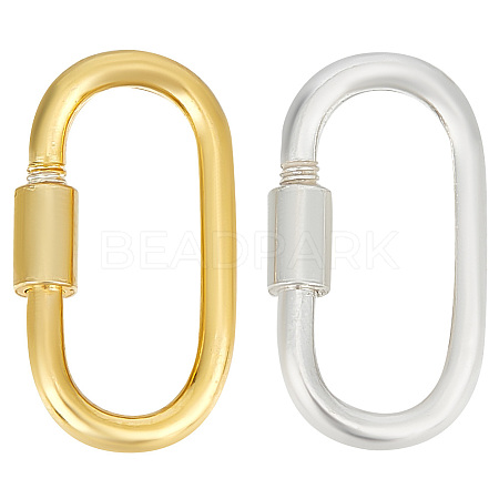 GOMAKERER 2Pcs 2 Colors 925 Sterling Silver Screw Locking Carabiners FIND-GO0001-61-1