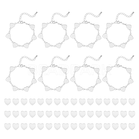 Heart 304 Stainless Steel Cabochon Setting Bracelets BJEW-AB00011-1