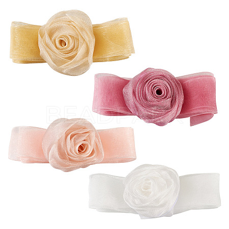 4Pcs 4Colors Cloth Rose Ribbon Chokers FIND-TA0002-27-1