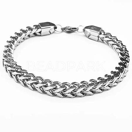 6mm Stainless Steel Bracelet with Woven Four-sided Grinding Chain - Hip-hop Style ST8772756-1