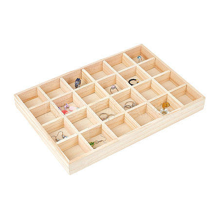 24 Grids Wood Jewelry Display Trays for Earrings Rings Bracelets Necklaces AJEW-WH0673-70-1
