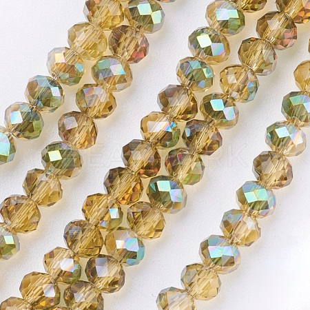Faceted Rondelle Electroplate Glass Beads Strands X-EGLA-D020-4x3mm-48-1