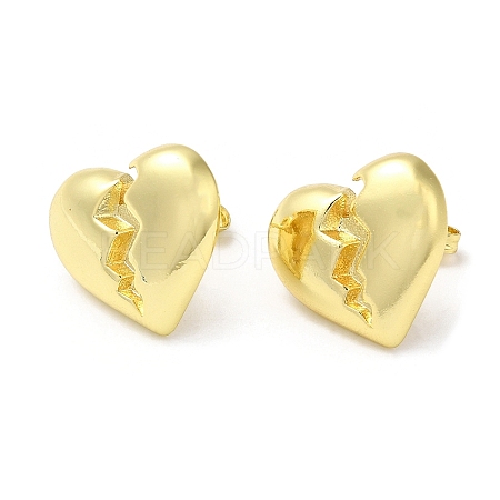 Rack Plating Brass Split Heart Stud Earrings EJEW-Q766-13G-1