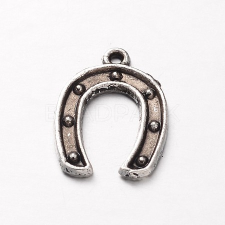 Tibetan Style Alloy Horseshoe Pendants TIBEP-3115-AS-RS-1