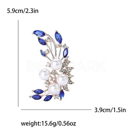 Alloy and Glass Rhinestone Crescent Flower Brooch PW-WG0074B-02-1