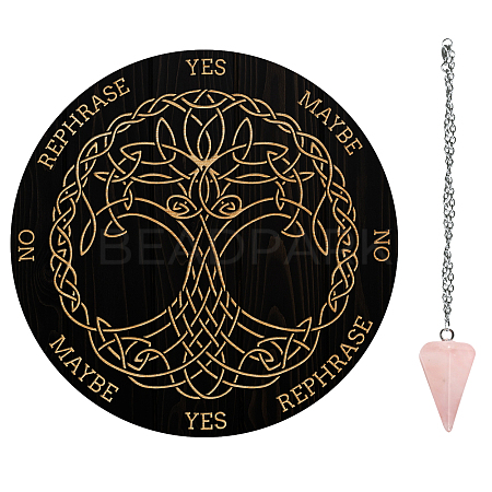 AHADEMAKER 1Pc Cone/Spike/Pendulum Natural Rose Quartz Stone Pendants DIY-GA0004-62D-1