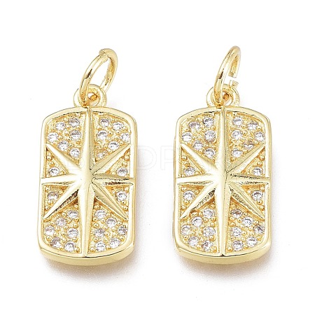 Brass Micro Pave Clear Cubic Zirconia Charms ZIRC-L076-055G-1