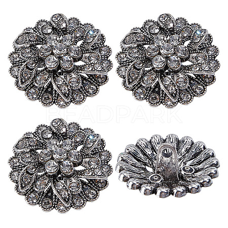 4Pcs 1-Hole Alloy Glass Shank Buttons FIND-DR0002-01AS-1