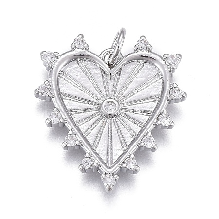Brass Micro Pave Clear Cubic Zirconia Pendants ZIRC-M108-29-P-1
