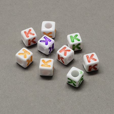 Large Hole Colorful Acrylic Letter European Beads SACR-Q104-02K-1