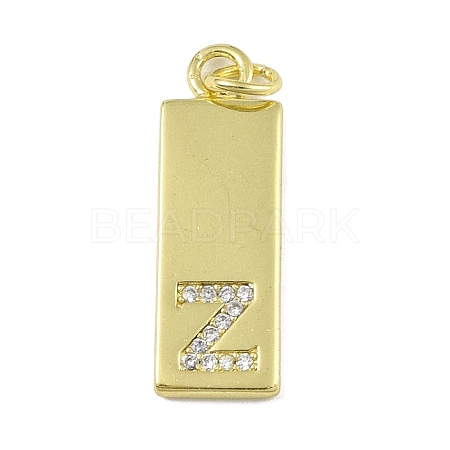 Brass Micro Pave Clear Cubic Zirconia Pendants KK-P266-06G-Z-1