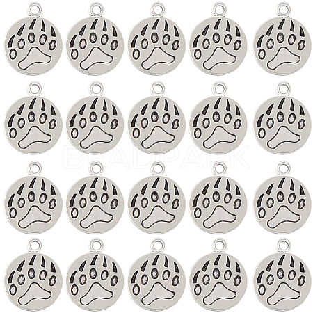 SUNNYCLUE 80Pcs Dog Paw Print Tibetan Style Alloy Pendant Enamel Settings TIBEP-SC0002-72-1