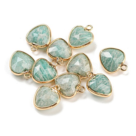 Natural Amazonite Faceted Heart Charms G-Q006-07G-11-1