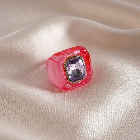 Alloy Resin and Rhinestone Finger Rings FS-WG52691-04-1