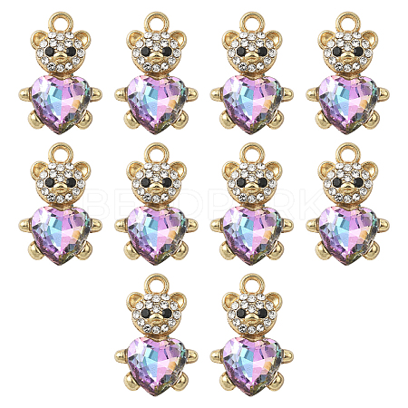 10Pcs Alloy Glass Pendants GLAA-YW0005-41G-03-1
