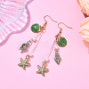 304 Stainless Steel Starfish with Shell Shape Dangle Earrings EJEW-YW00012-03-1