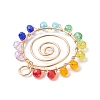 Chakra Baking Paint Glass Pendant PALLOY-JF02745-02-4