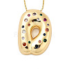 Brass Micro Pave Cubic Zirconia Letter Pendant Necklaces LS-KK-Z069-01G-D-1