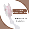 4 Rolls 4 Colors 5 Yards Organza Ribbon with Plastic Pearl Beads OCOR-WR0001-46-2