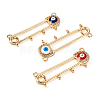 3Pcs 3 Colors Rack Plating Brass Micro Pave Cubic Zirconia Brooch Finding KK-TA0001-32-2