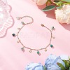 3Pcs 3 Colors Dyed Natural Banded Agate Round & 304 Stainless Steel Shell Shape Tassel Anklets for Women AJEW-AN00702-4