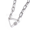 304 Stainless Steel Paperclip Chain/Cable Chain Necklaces NJEW-JN02702-01-2