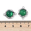 Brass Pave Natural Green Onyx Agate(Dyed & Heated) Flat Round Links Connector Charms KK-U043-45P-B-3