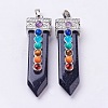 Synthetic Blue Goldstone with Synthetic & Natural Mixed Stone Chakra Big Pendants G-E415-A11-1