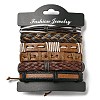6Pcs 6 Style Adjustable Braided Imitation Leather Cord Bracelet Set with Waxed Cord for Men BJEW-F458-10-6