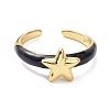 Brass Enamel Cuff Rings RJEW-P023-20G-3