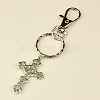 Tibetan Style Crucifix Cross Keychain KEYC-JKC0009-13-2