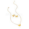 Butterfly Acrylic Rhinestone with Iron Pendant Necklaces & Stud Earrings Sets for Women WGFFCAF-01-3