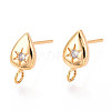 Brass Micro Pave Clear Cubic Zirconia Stud Earring Findings MAK-T011-11G-02-1