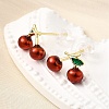 Cherry Brass Enamel Stud Earrings EJEW-U061-01G-2
