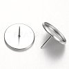 Tarnish Resistant Flat Round 304 Stainless Steel Stud Earring Settings STAS-M227-16mm-2