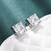 Brass Micro Pave Clear Cubic Zirconia Stud Earrings EJEW-C174-02B-P-2