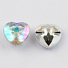 1-Hole Taiwan Acrylic Rhinestone Heart Buttons BUTT-F017-25mm-14-2