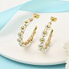 304 Stainless Steel & Bohemian Beaded C-Shaped with Flower Stud Earrings for Women EJEW-R001-03G-02-1