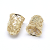 Hollow Bell with Flower Brass Cord Ends KK-M168-01G-3