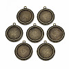 Tibetan Style Alloy Flat Round Cabochon Connector Settings TIBE-Q038-018A-AB-NR-2