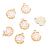 Light Gold Plated Alloy Enamel Pendants ENAM-R136-29-1