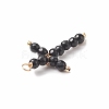 Natural Black Onyx(Dyed & Heated) Faceted Round Copper Wire Wrapped Pendants PALLOY-JF02011-02-3