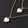 Synthetic Shell Heart Pendant Double Layer Necklaces and Dangle Stud Earrings SJEW-F217-05B-G-4