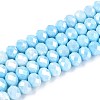 Anti-Tarnish Electroplate Rondelle Glass Beads Strands EGLA-T021-8mm-17-03-1