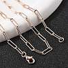 Brass Round Oval Paperclip Chain Necklace Making MAK-S072-04A-RG-3