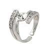 Adjustable Brass Cuff Rings ZIRC-F076-04P-2