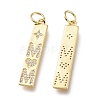 Brass Micro Pave Clear Cubic Zirconia Pendants ZIRC-I048-08G-2