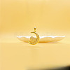Moon & Heart Brass Micro Pave Clear Cubic Zirconia Pendant Necklaces FS-WG7C282-01-4