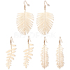 ANATTASOUL 3 Pairs 3 Style Alloy Leaf Long Dangle Earrings for Women EJEW-AN0001-73-1