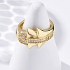 Brass Micro Pave Clear Cubic Zirconia Cuff Rings for Women RJEW-U043-09G-2